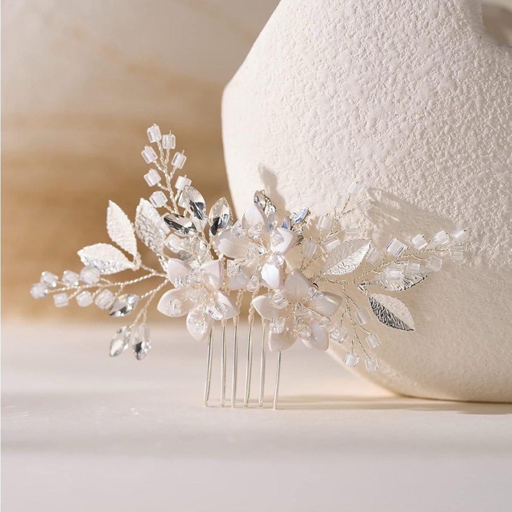 SWEETV Wedding Hair Comb Clip Silver